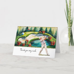 Golf Christmas themed for golfer thank you gifts Card