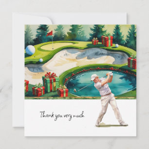Golf Christmas themed for golfer thank you gifts Card