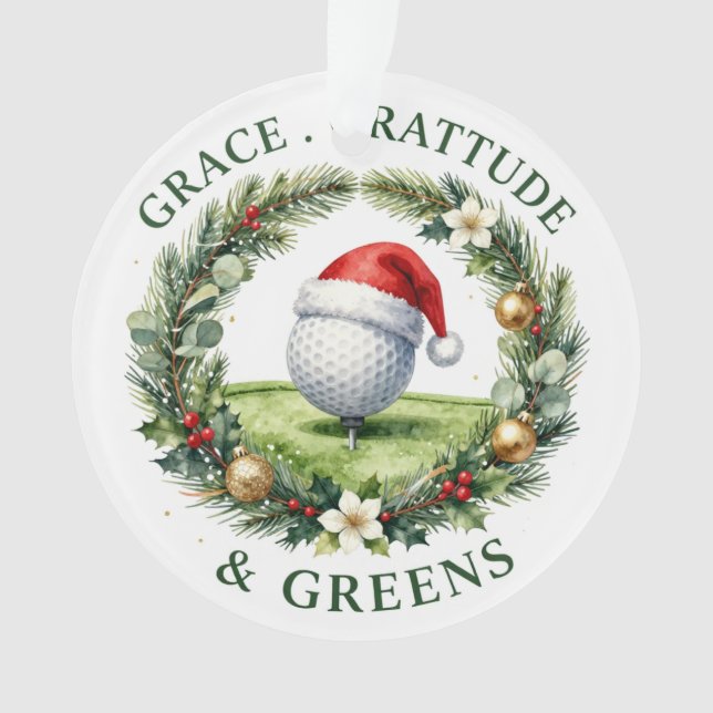 Golf Christmas Themed for Tree Ornament  (Front)