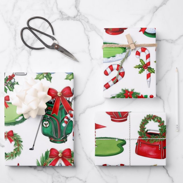 Golf Christmas themed gifts for golfer Wrapping Paper Sheet (Front)