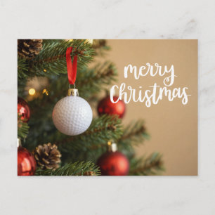 Golf Christmas themed on green for golfer Postcard