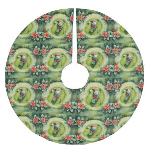 Golf Christmas themed on putting green Brushed Polyester Tree Skirt