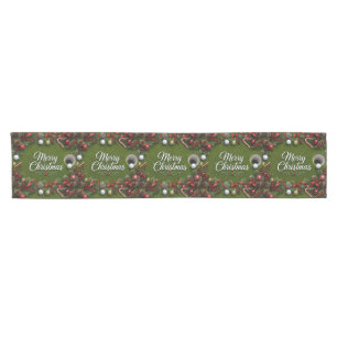 Golf Christmas themed on white background Short Table Runner