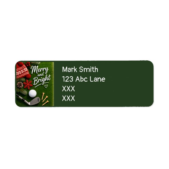 Golf Christmas themed Return Address Label (Front)