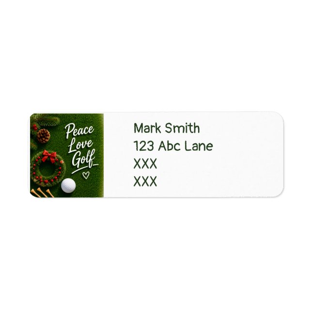 Golf Christmas themed Return Address Label (Front)