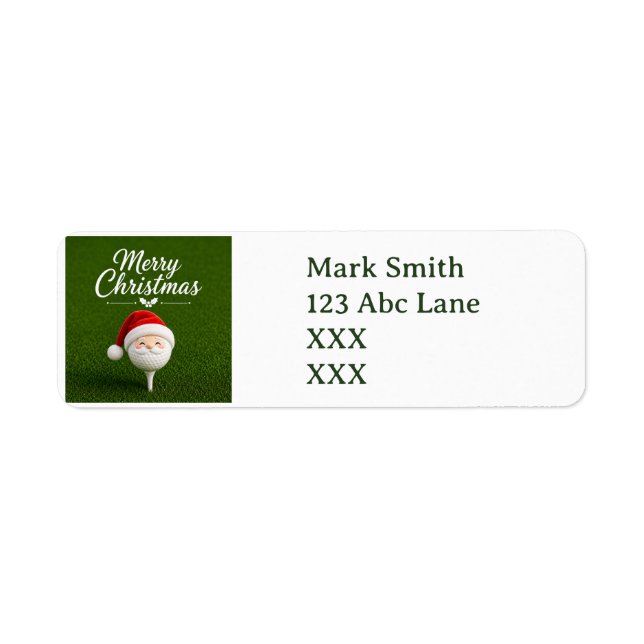 Golf Christmas themed Return Address Label (Front)