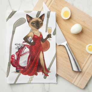 Golf Christmas themed Tea Towel