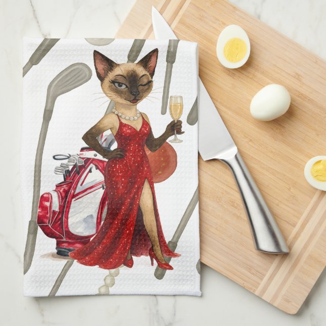 Golf Christmas themed Tea Towel (Quarter Fold)