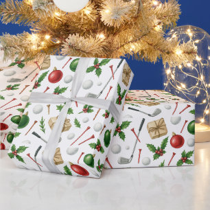 Golf Christmas themed with ball gifts for golfer Wrapping Paper