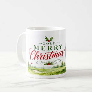 Golf Christmas themed with golf ball Santa hat Coffee Mug