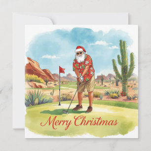 Golf Christmas themed with Santa Claus Holiday Card