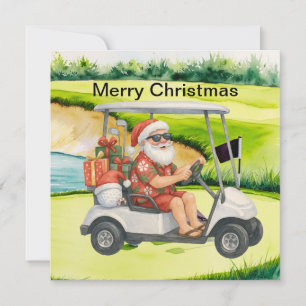 Golf Christmas themed with Santa Claus Holiday Card