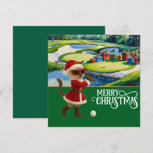 Golf Christmas themed with Siamese Cat Golfer Holiday Card