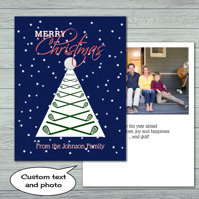 Golf christmas tree and family photo holiday card (Creator Uploaded)