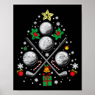 Golf Christmas Tree Light Pajama Golfer Xmas Men W Poster