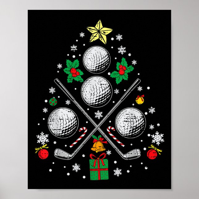 Golf Christmas Tree Light Pajama Golfer Xmas Men W Poster (Front)