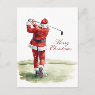 Golf Christmas Winter themed for golfer on course Holiday Postcard