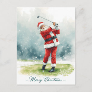 Golf Christmas Winter themed for golfer on course Holiday Postcard