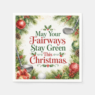 Golf Christmas Wishes Typography Watercolor Design Napkin