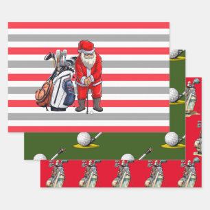 Golf Christmas with ball and iron for golfer  Wrapping Paper Sheet