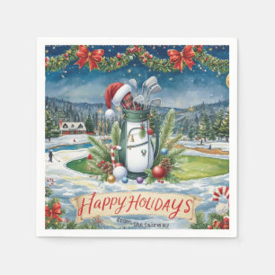Golf Christmas with Christmas golf bag Napkin