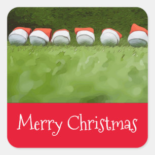 Golf Christmas with golf ball and Santa Hat Square Sticker