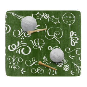 Golf Christmas with golf ball for golfer Cutting Board