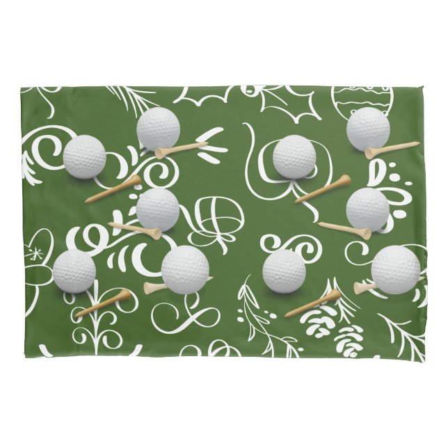 Golf Christmas with golf ball for golfer Pillowcase (Front)