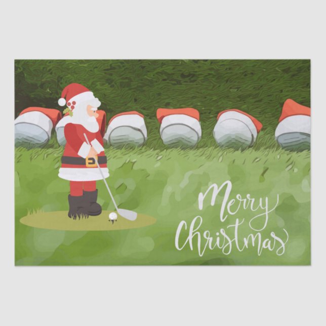 Golf Christmas with Golf ball on green   Tissue Paper (Front)
