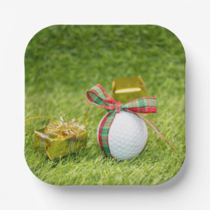 Golf Christmas with golf balls Paper Plate