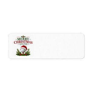 Golf Christmas with golf wear Santa Hat on tee Return Address Label