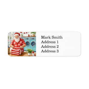 Golf Christmas with Santa Claus at Laundry  Return Address Label