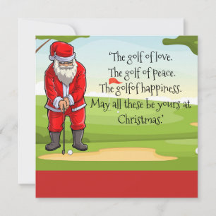 Golf Christmas with Santa Claus blessing at course Holiday Card