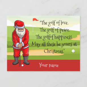 Golf Christmas with Santa Claus blessing at course Holiday Postcard