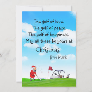 Golf Christmas with  Santa Claus blessing    Holiday Card
