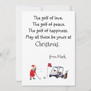 Golf Christmas with  Santa Claus blessing  Holiday Card