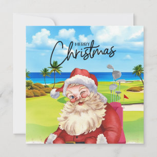 Golf Christmas with Santa Claus Golfer  Holiday Card