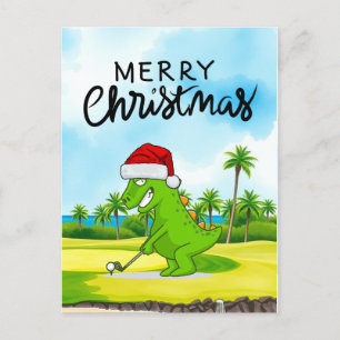 Golf Christmas with Santa Claus Golfer Holiday Postcard