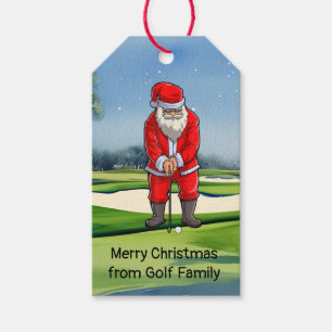 Golf Christmas with Santa Claus golfing Gift Tags
