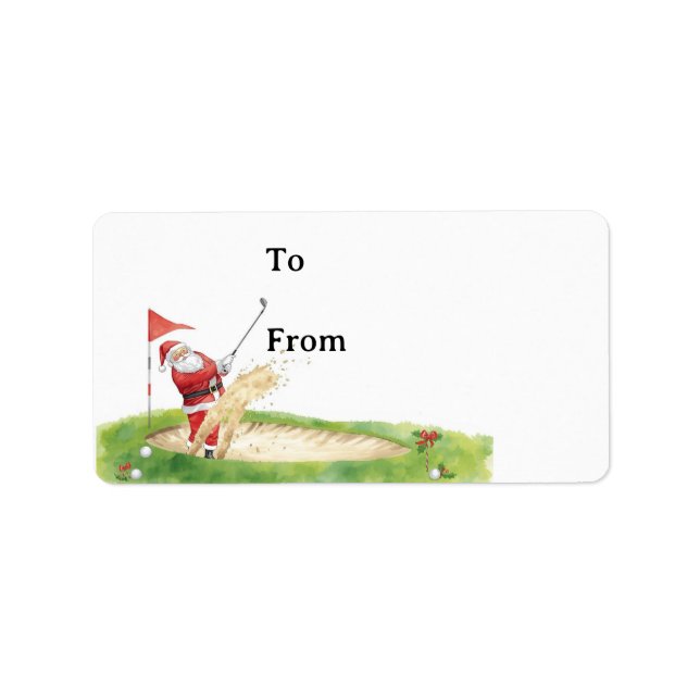 Golf Christmas with Santa Claus golfing  Label (Front)