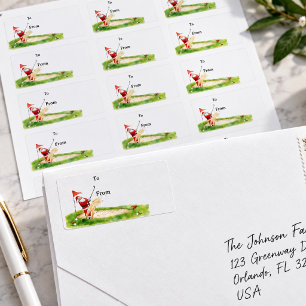 Golf Christmas with Santa Claus golfing  Label