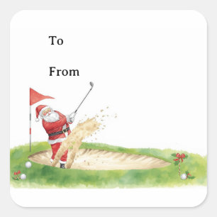 Golf Christmas with Santa Claus golfing Square Sticker