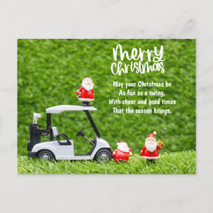 Golf Christmas with Santa Claus Holiday Postcard