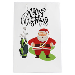 Golf Christmas with Santa Claus Medium Gift Bag