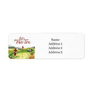 Golf Christmas with Santa Claus on golf course Return Address Label