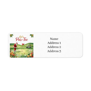 Golf Christmas with Santa Claus on golf course Return Address Label