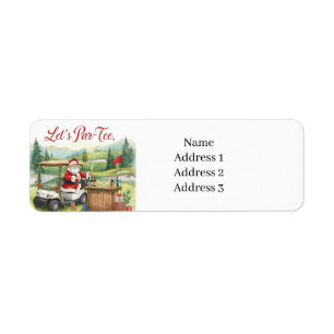 Golf Christmas with Santa Claus on golf course Return Address Label