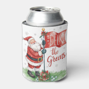 Golf Christmas with Santa Claus with funny text Can Cooler