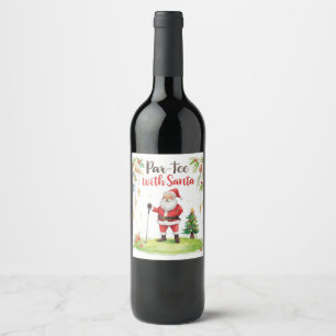Golf Christmas with Santa Claus with funny text Wine Label