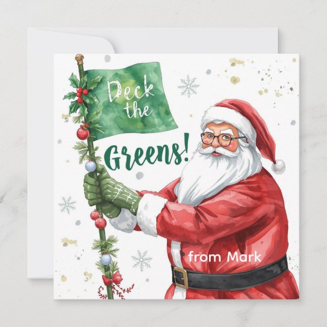 Golf Christmas with Santa Golfer on golf course  Holiday Card (Front)